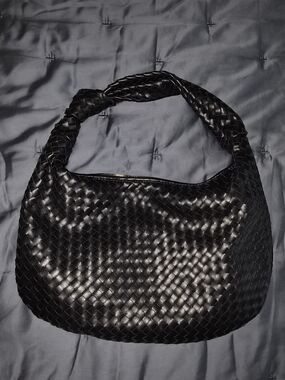 Anthropologie Mellie Bianco Black Woven Hobo Bag